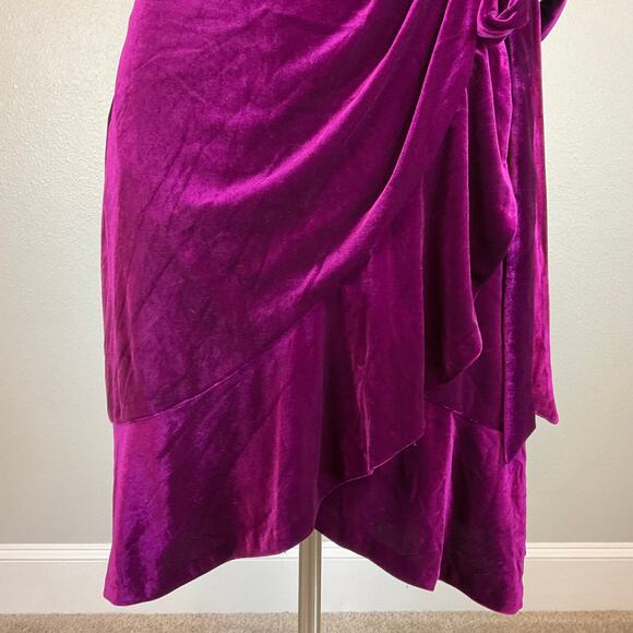 Ralph Lauren Women's Cocktail Dress Size 16 Purple Velvet Short Sleeve Faux Wrap - Picture 9 of 13